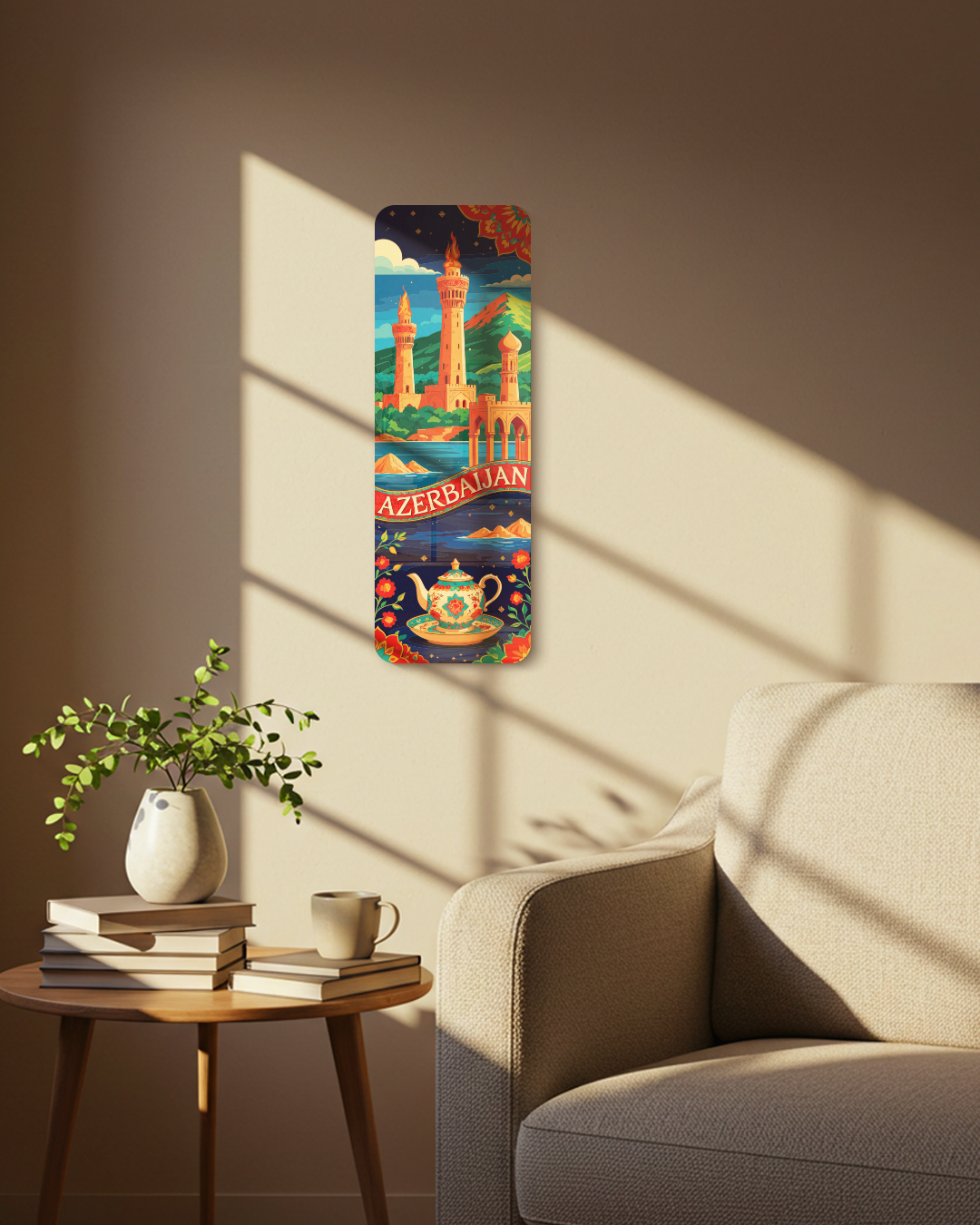 Modern Azerbaijan Wall Art – UV Printed Decorative Sign for Living Room, Travel Lover Gift, Unique Home Decor, Wall Hanging Art, Best Gifts