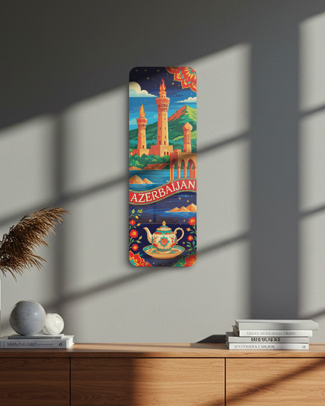 Modern Azerbaijan Wall Art – UV Printed Decorative Sign for Living Room, Travel Lover Gift, Unique Home Decor, Wall Hanging Art, Best Gifts