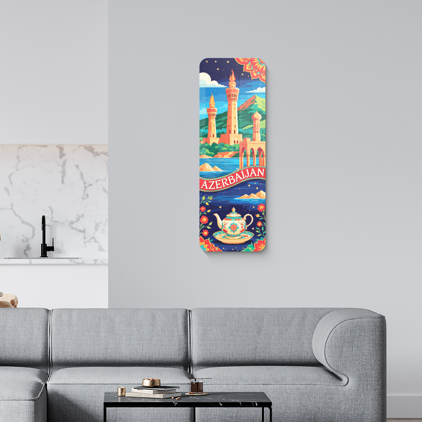 Modern Azerbaijan Wall Art – UV Printed Decorative Sign for Living Room, Travel Lover Gift, Unique Home Decor, Wall Hanging Art, Best Gifts
