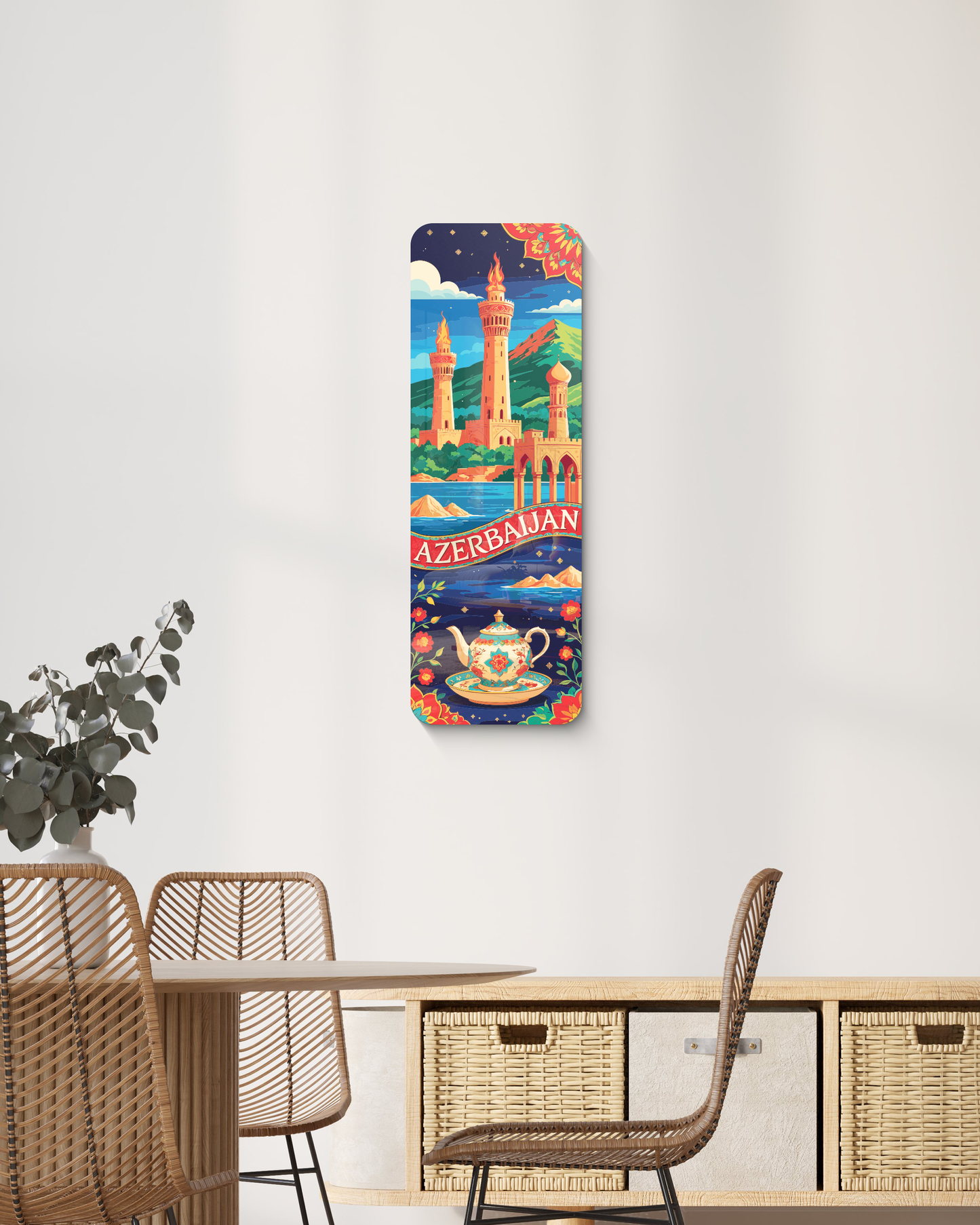 Modern Azerbaijan Wall Art – UV Printed Decorative Sign for Living Room, Travel Lover Gift, Unique Home Decor, Wall Hanging Art, Best Gifts