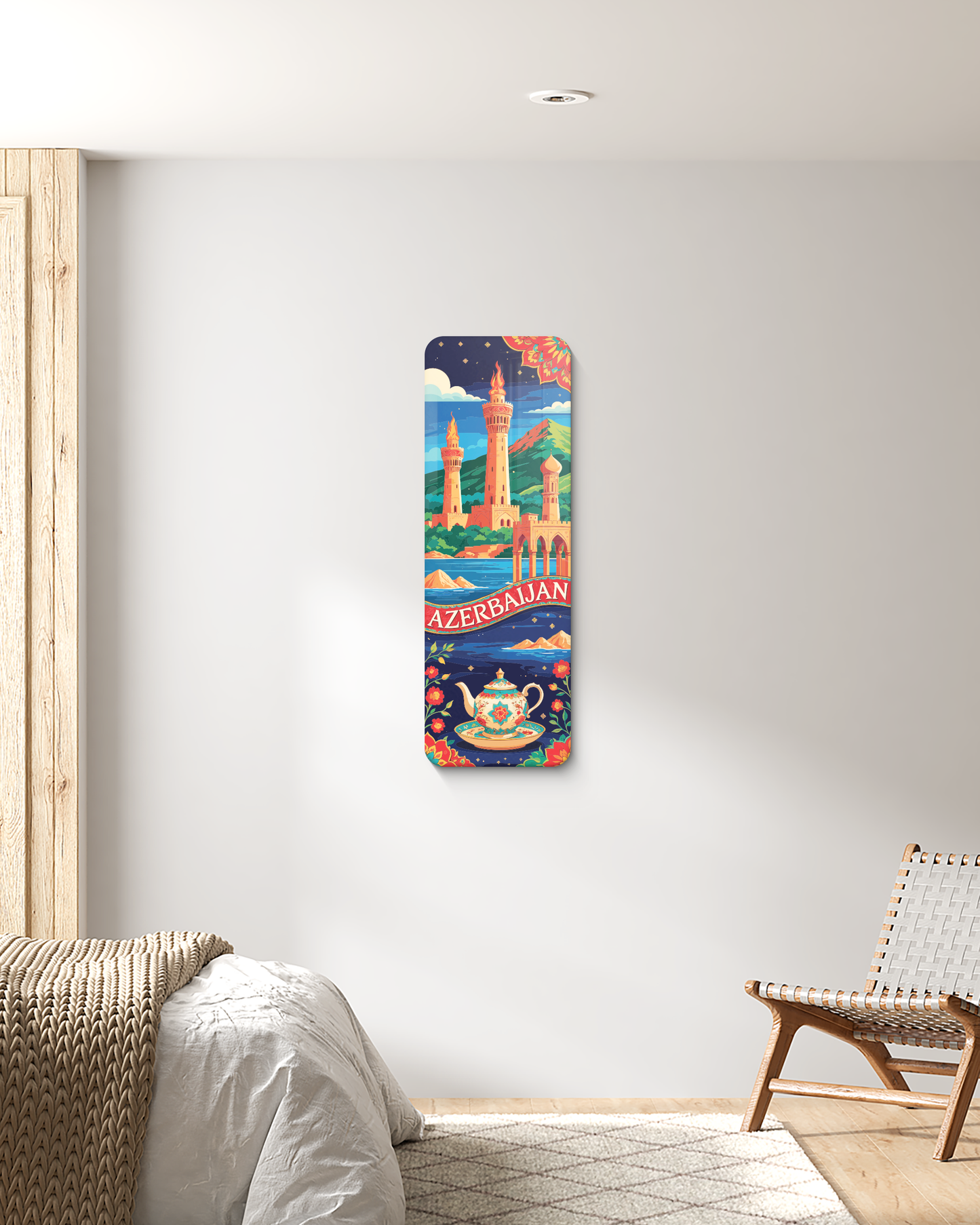 Modern Azerbaijan Wall Art – UV Printed Decorative Sign for Living Room, Travel Lover Gift, Unique Home Decor, Wall Hanging Art, Best Gifts
