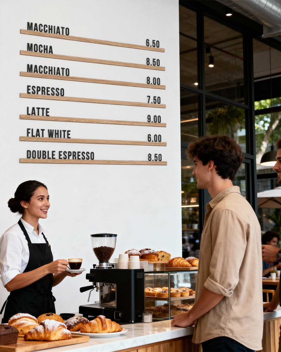 Changeable Letter Board, Wall Menu for Cafe, Wooden Coffee Shop Menu Board, Restaurant Menu Board, Menu Rails, Cafe Coffee Shop Menu Display