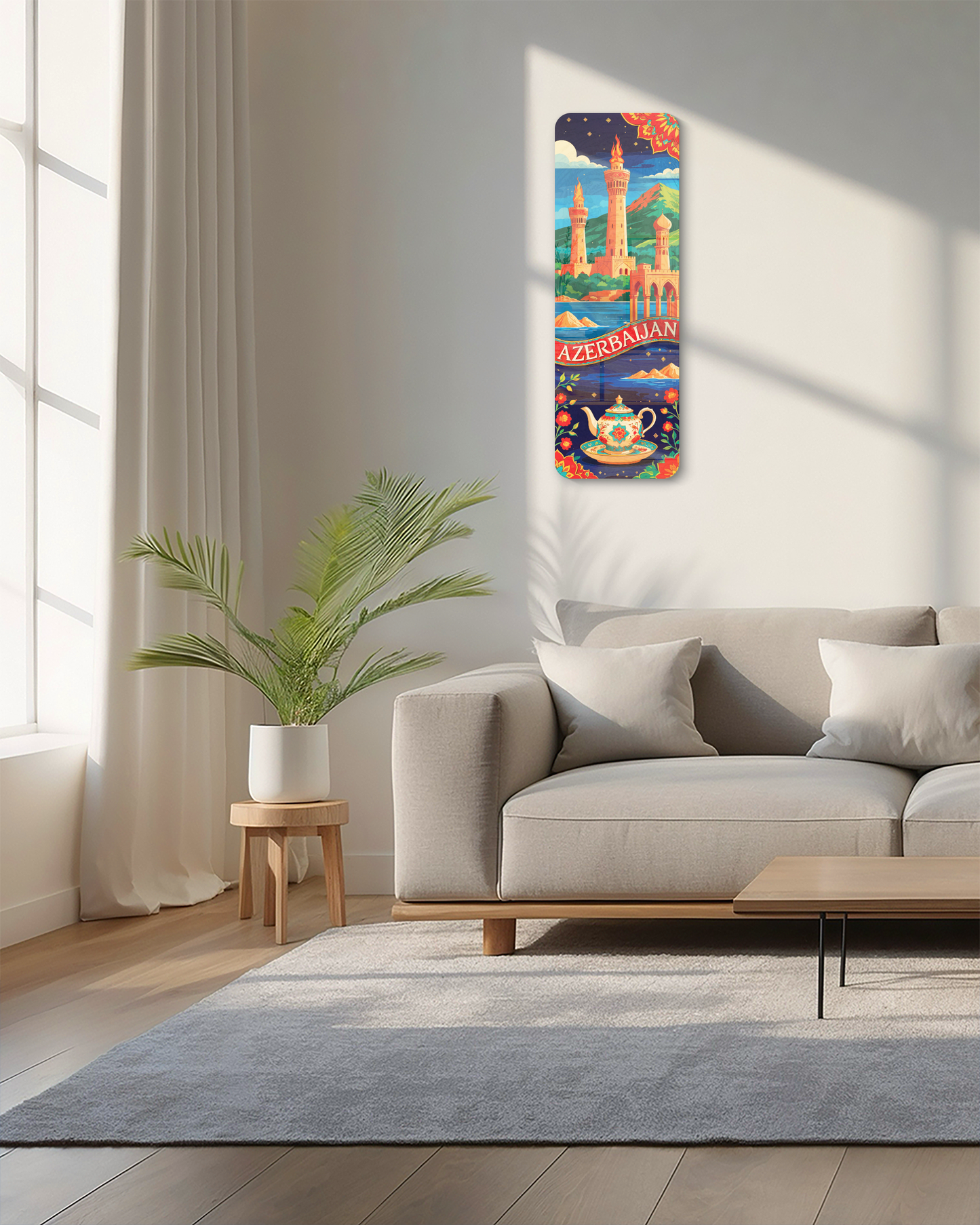 Modern Azerbaijan Wall Art – UV Printed Decorative Sign for Living Room, Travel Lover Gift, Unique Home Decor, Wall Hanging Art, Best Gifts