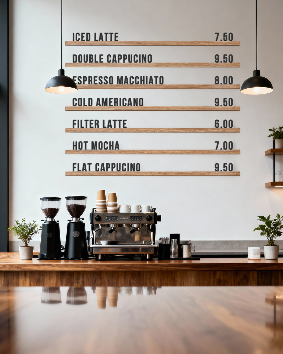 Large Wooden Wall Menu Board, 100cm Rails + 5cm Letter Sets, Café, Bar & Restaurant Menu Display Sign, Letter Menu Board for Restaurant, Bar