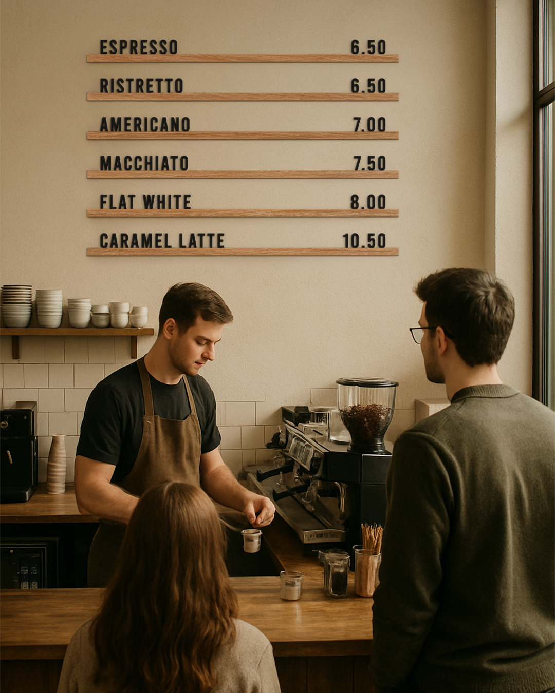 Changeable Letter Board, Wall Menu for Cafe, Wooden Coffee Shop Menu Board, Restaurant Menu Board, Menu Rails, Cafe Coffee Shop Menu Display