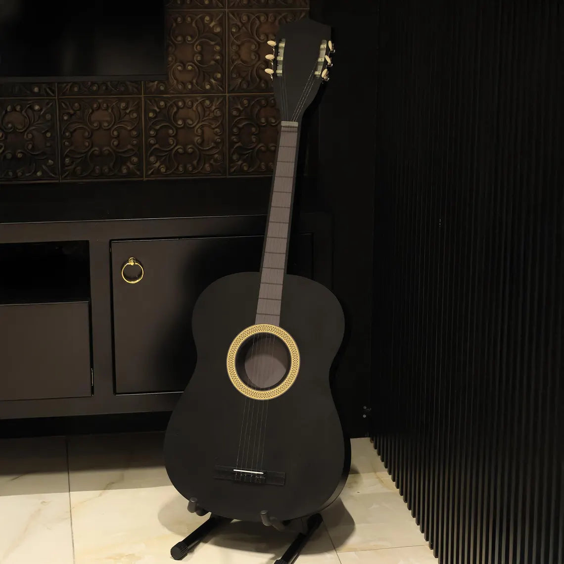 Illuminated Guitar Wall Art for Bars, Stainless Steel LED Guitar Decor, Luxury Music Wall Display