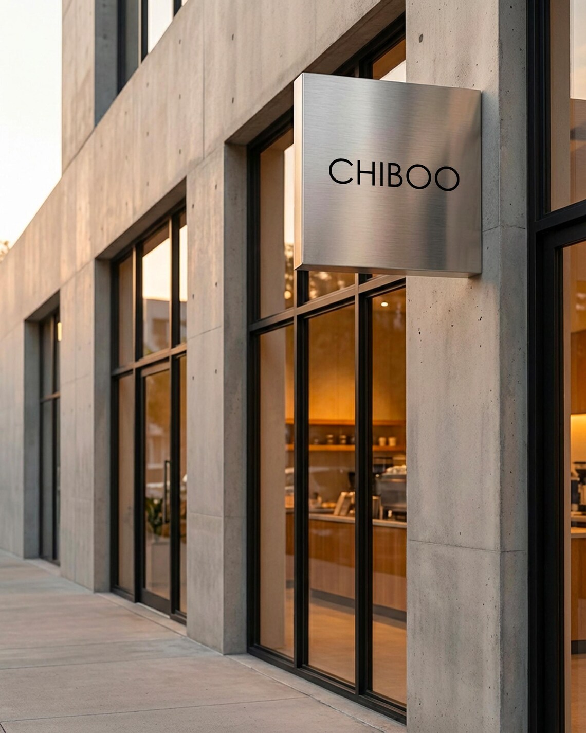 Luxury Stainless Steel Blade Sign – Double Sided Mirror or Brushed Chrome Storefront Sign, Premium Storefront Blade Mirror Chrome Sign