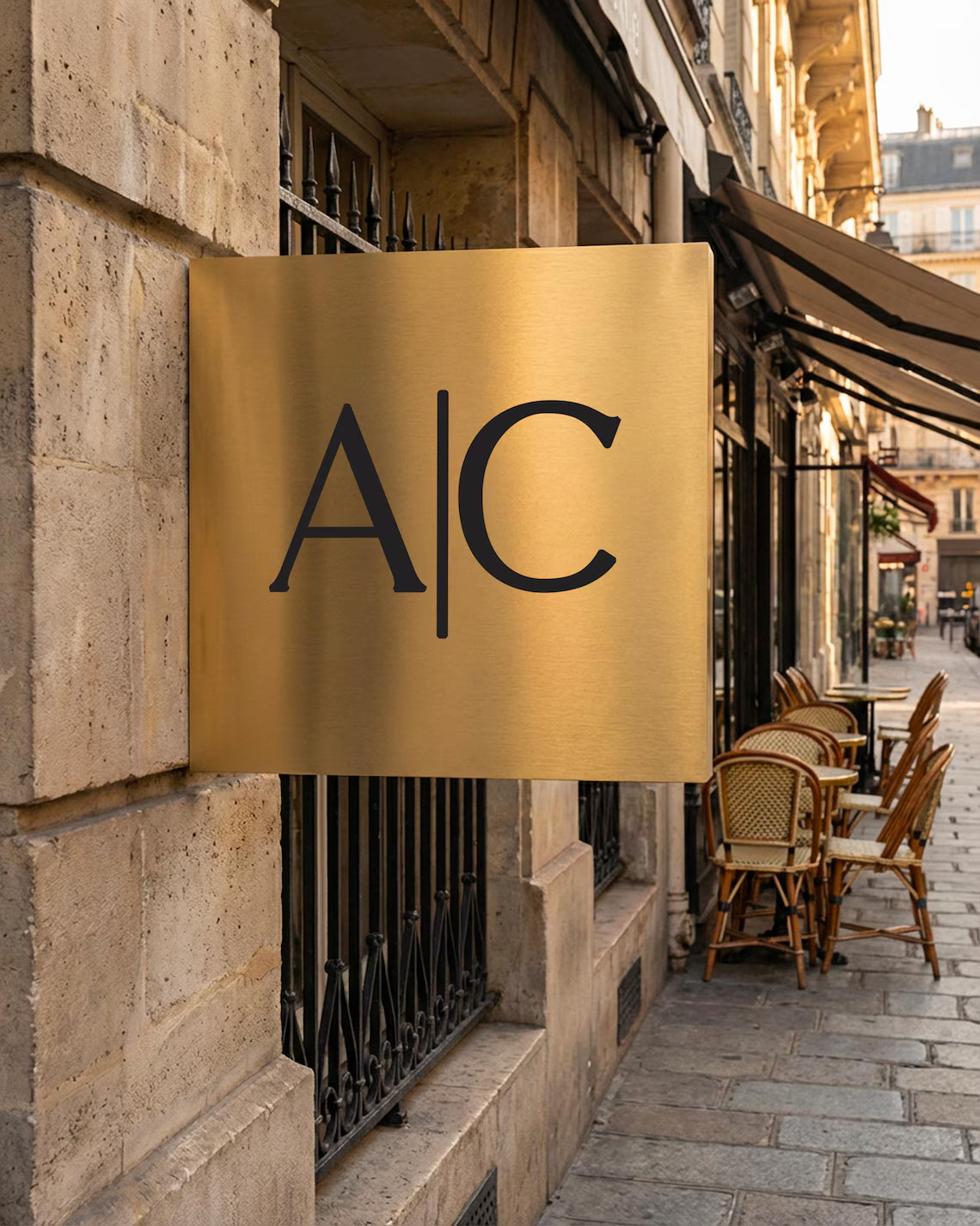 Luxury Stainless Steel Blade Sign – Double Sided Mirror or Brushed Chrome Storefront Sign, Premium Storefront Blade Mirror Chrome Sign