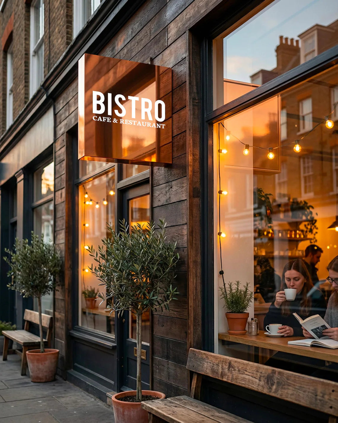 Luxury Stainless Steel Blade Sign – Double Sided Mirror or Brushed Chrome Storefront Sign, Premium Storefront Blade Mirror Chrome Sign