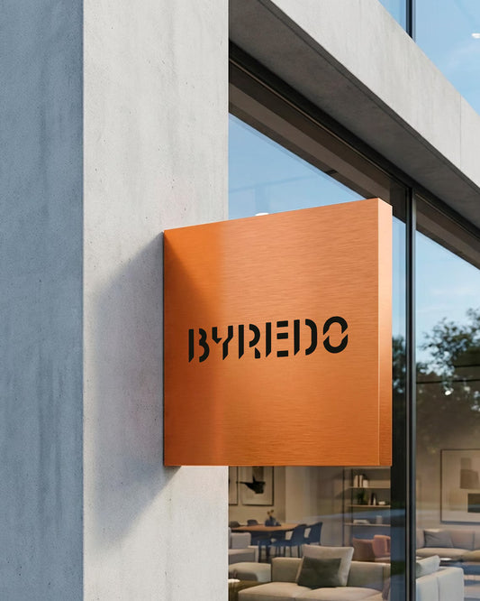 Luxury Stainless Steel Blade Sign – Double Sided Mirror or Brushed Chrome Storefront Sign, Premium Storefront Blade Mirror Chrome Sign