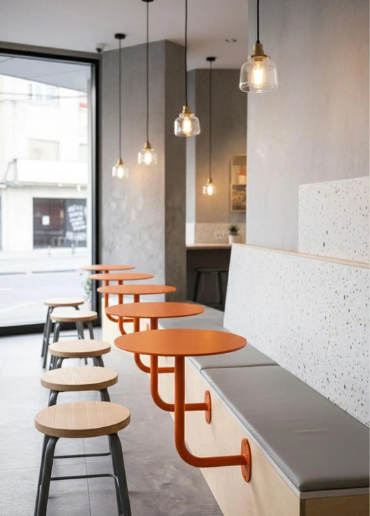 Wall Mounted Cafe Table, Industrial Metal Wall Mounted Cafe Table | Space Saving Bistro Bar Counter