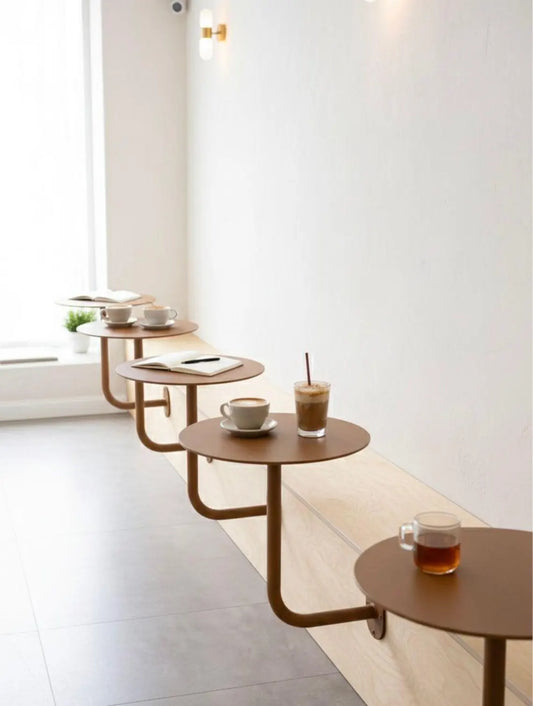 Wall Mounted Cafe Table, Industrial Metal Wall Mounted Cafe Table | Space Saving Bistro Bar Counter