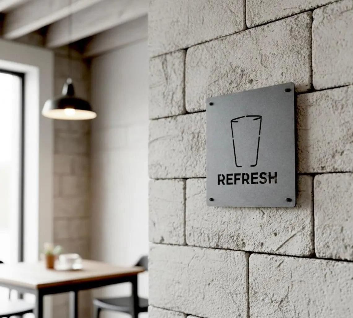 Custom Metal Brand Sign – Personalized Steel Logo Wall Sign for Storefront, Laser Cut Business Signage