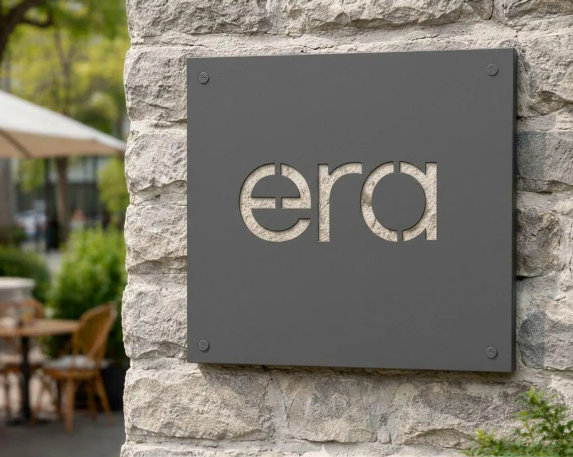 Custom Metal Brand Sign – Personalized Steel Logo Wall Sign for Storefront, Laser Cut Business Signage