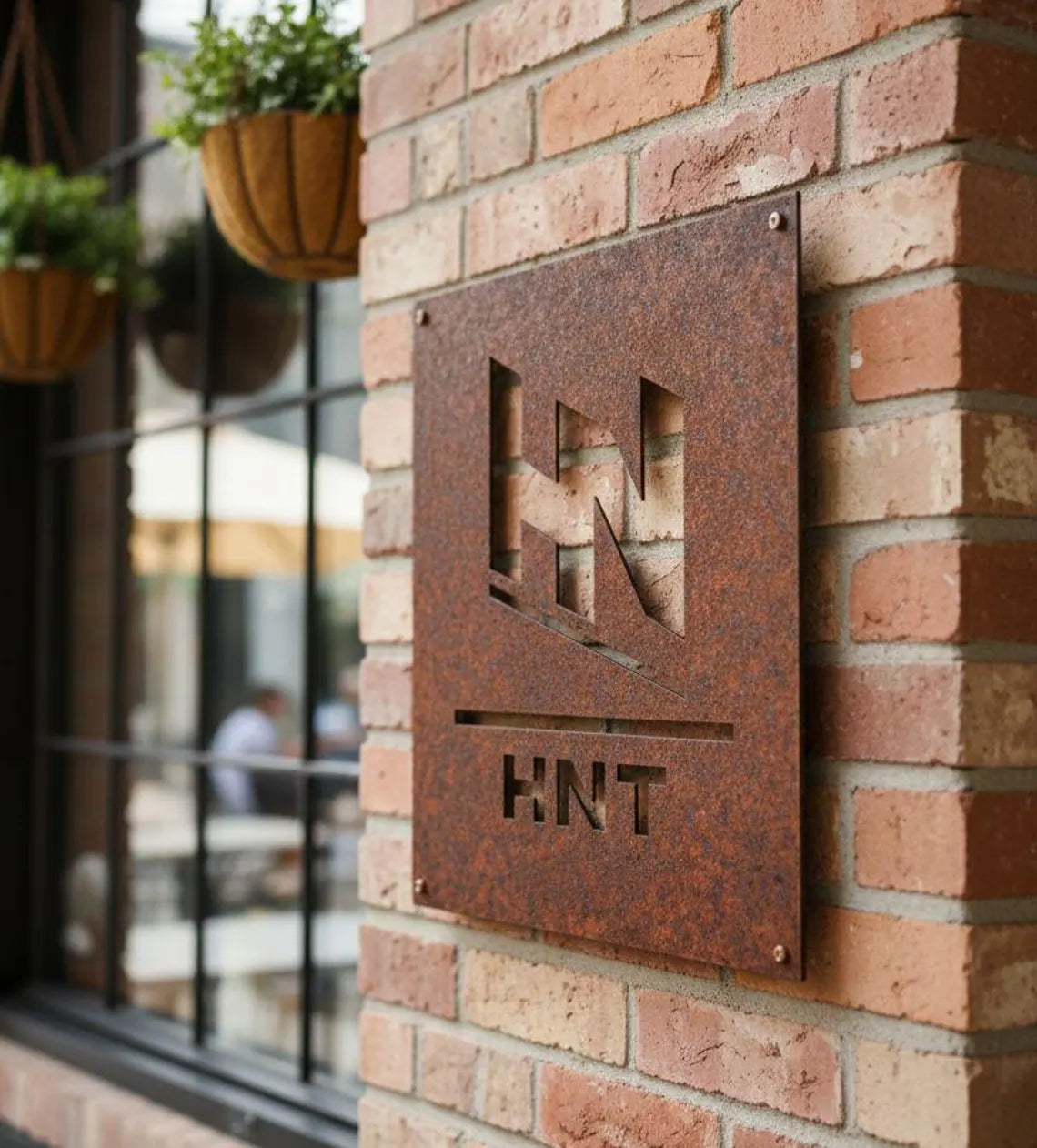 Custom Metal Brand Sign – Personalized Steel Logo Wall Sign for Storefront, Laser Cut Business Signage