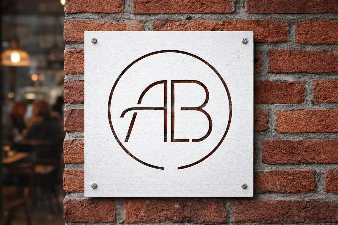 Custom Metal Brand Sign – Personalized Steel Logo Wall Sign for Storefront, Laser Cut Business Signage