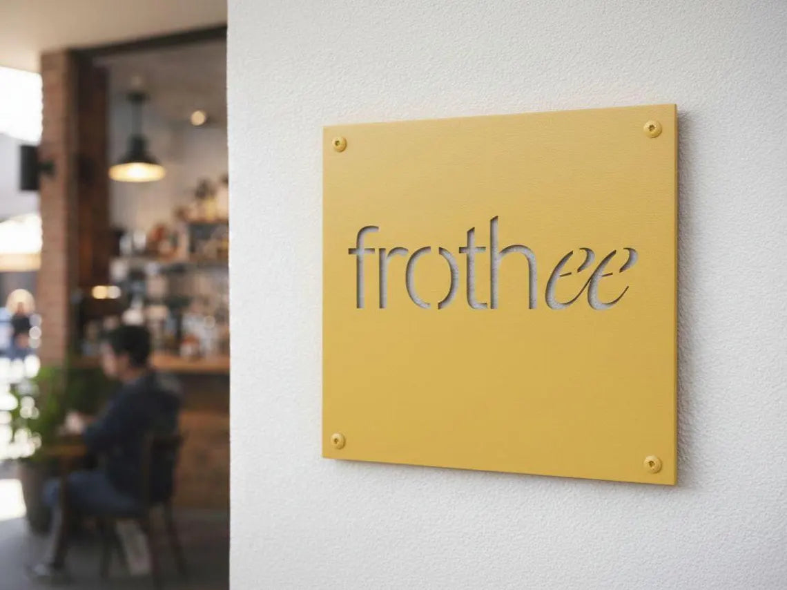 Custom Metal Brand Sign – Personalized Steel Logo Wall Sign for Storefront, Laser Cut Business Signage