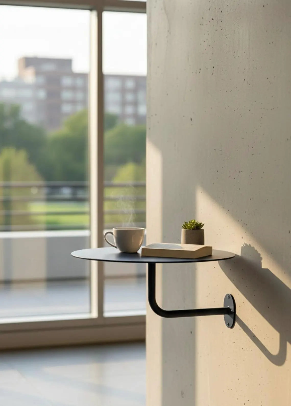 Wall Mounted Cafe Table, Industrial Metal Wall Mounted Cafe Table | Space Saving Bistro Bar Counter