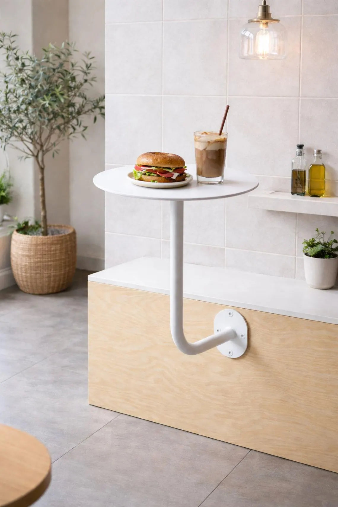 Wall Mounted Cafe Table, Industrial Metal Wall Mounted Cafe Table | Space Saving Bistro Bar Counter