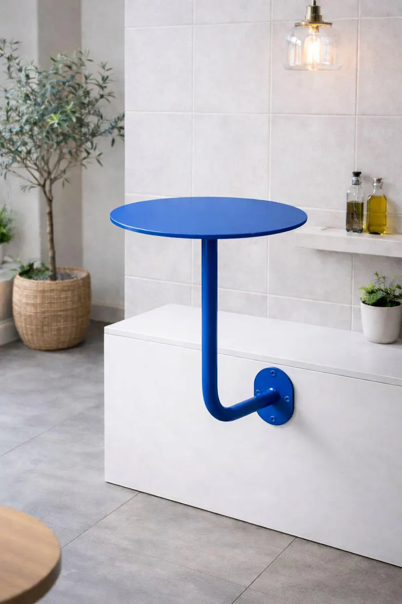 Wall Mounted Cafe Table, Industrial Metal Wall Mounted Cafe Table | Space Saving Bistro Bar Counter