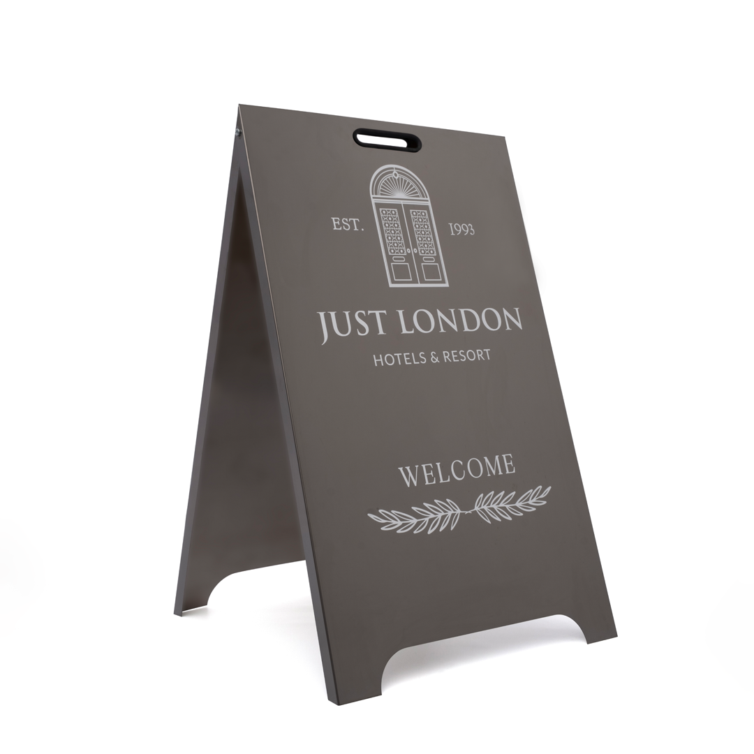 Custom Metal A Frame Sidewalk Sign Double Sided Pavement Board Modern Business and Sandwich Sign for Beauty Salons Nail Studios and Shops