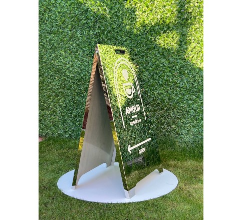 107 Stainless Metal A-Frame Sidewalk Sign